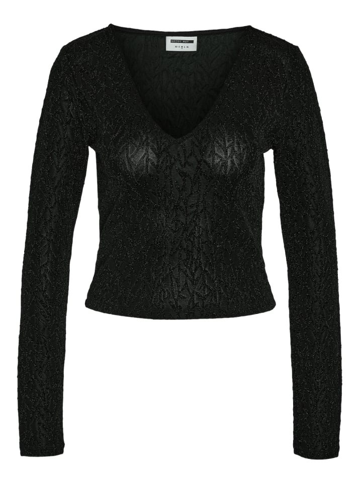 

Топ Noisy may Top Langarm V-Ausschnitt Slim Fit, черный