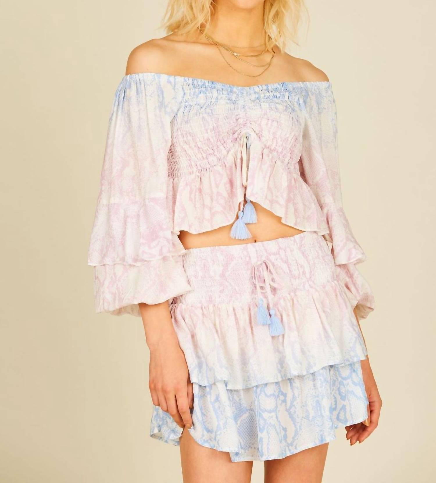 

Мини-юбка Tie Dye Snakeskin в цвете Ombre ocean drive