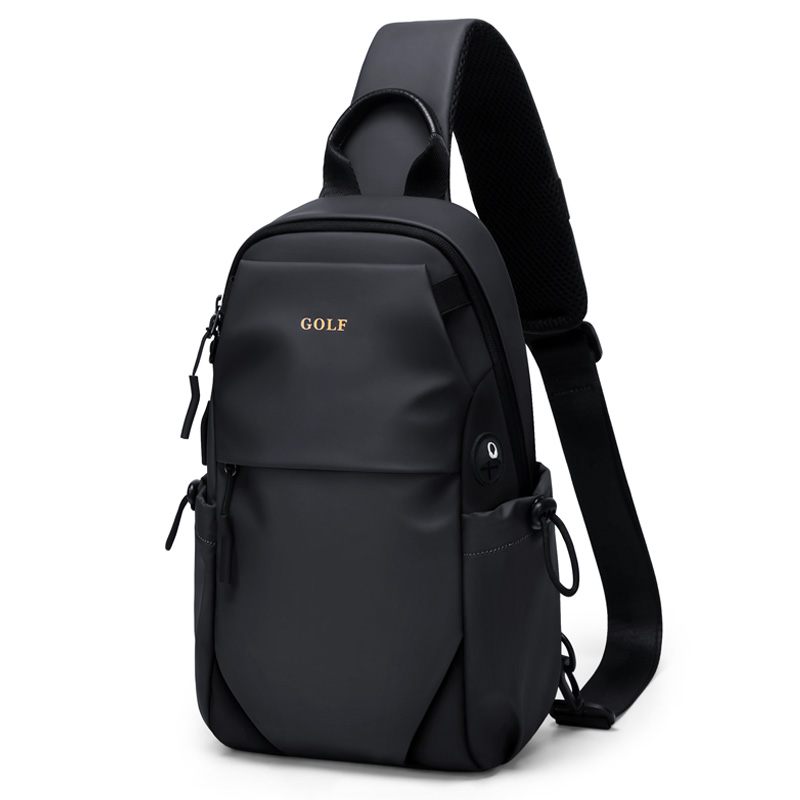 

GOLF Тканевая наплечная сумка Кроссбод Поясная сумка Средний слинг-рюкзак Мужская черно-серая, Mist Black