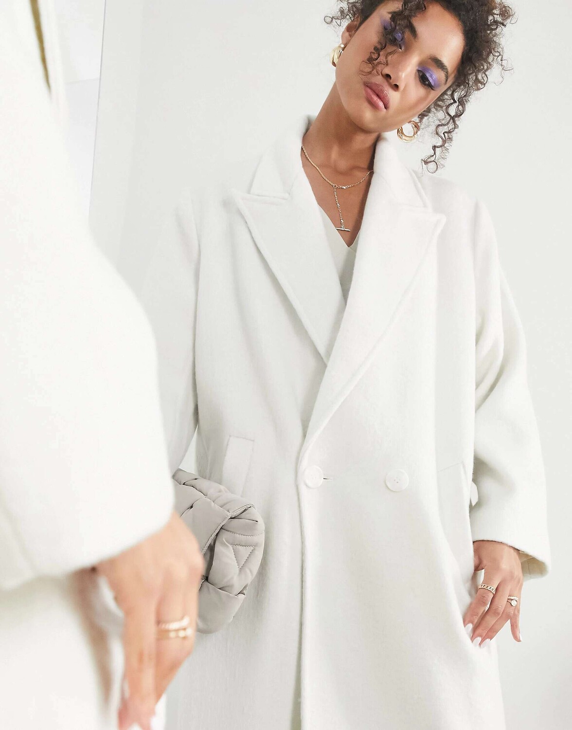 

Удлиненное кремовое пальто из смесовой шерсти ASOS, Бежевый, Удлиненное кремовое пальто из смесовой шерсти ASOS