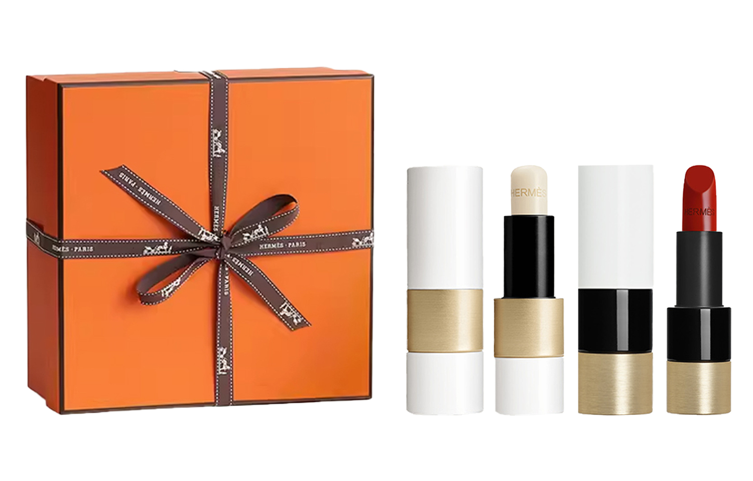 

Сатиновый бальзам для губ light box питательный натуральный 3,5г+3,5г HERMES, Lip Balm 3.5g+Velvet Lipstick #75 3.5g