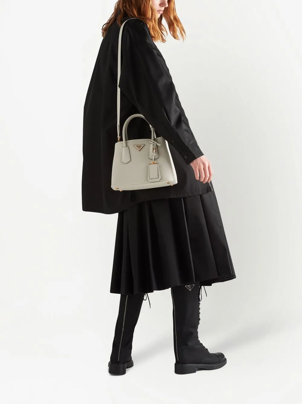Сумка-тоут Double из сафьяновой кожи Prada, белый — фото 2