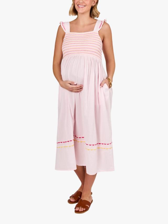 

Хлопковое плиссированное платье миди для беременных JoJo Maman Bébé, Pink