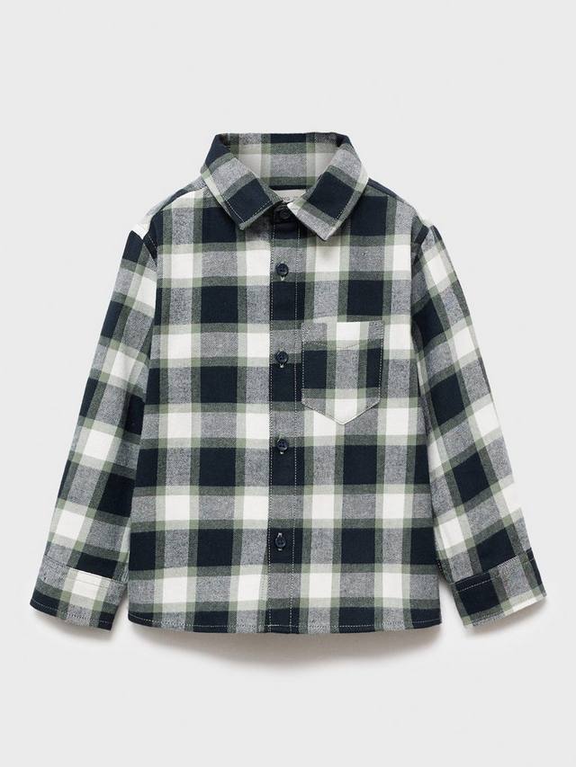 

Детская рубашка Theo Cotton Check с длинными рукавами и воротником Mango