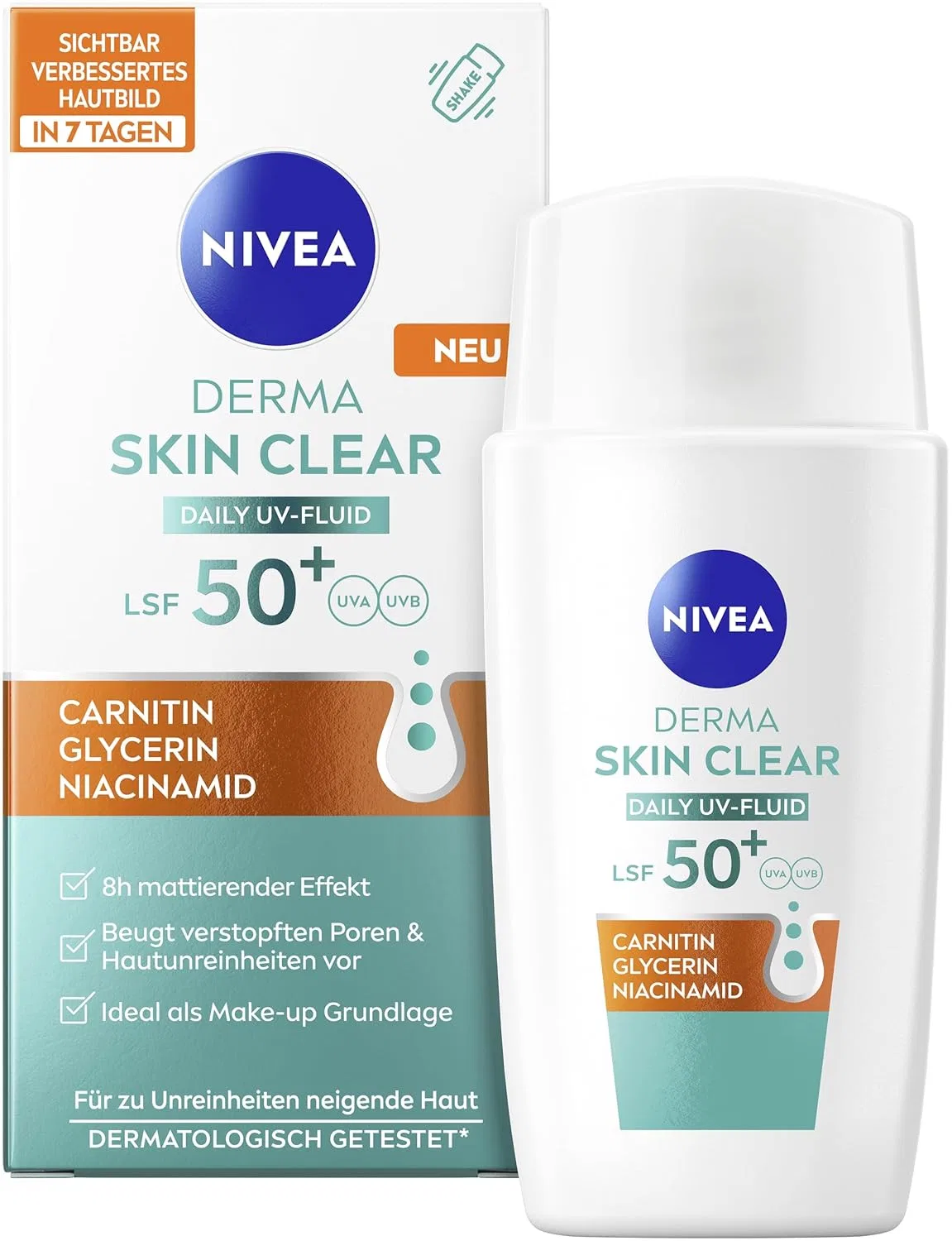 Солнцезащитный флюид для лица «Derma Skin Clear Daily UV Fluid» SPF 50+ 40 мл от NIVEA Nivea