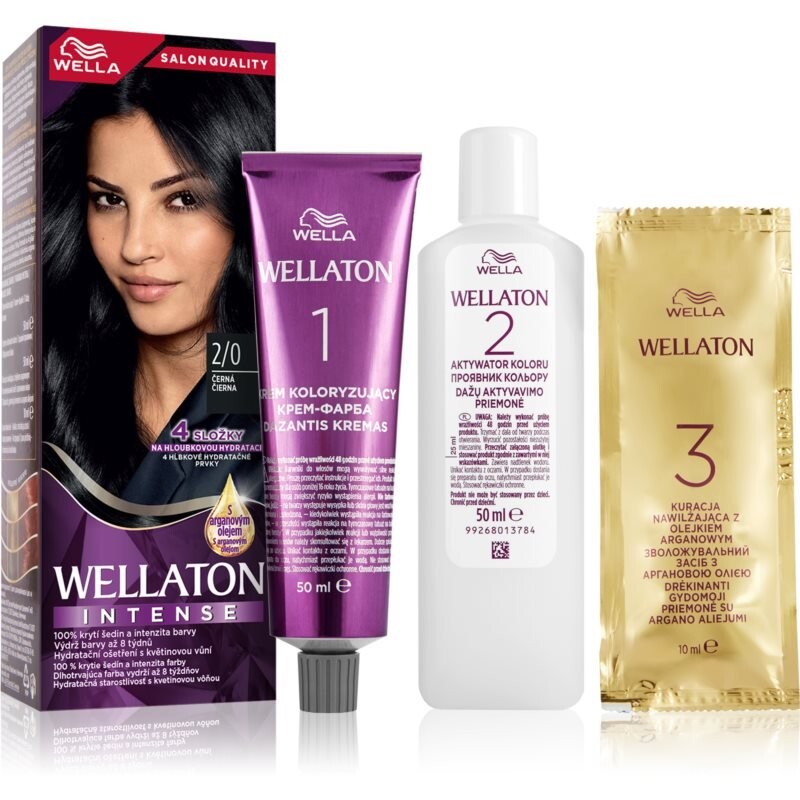 

Wella Wellaton Интенсивная перманентная краска для волос с маслом арганы оттенок 2/0 Черный 1 шт Inna Marka