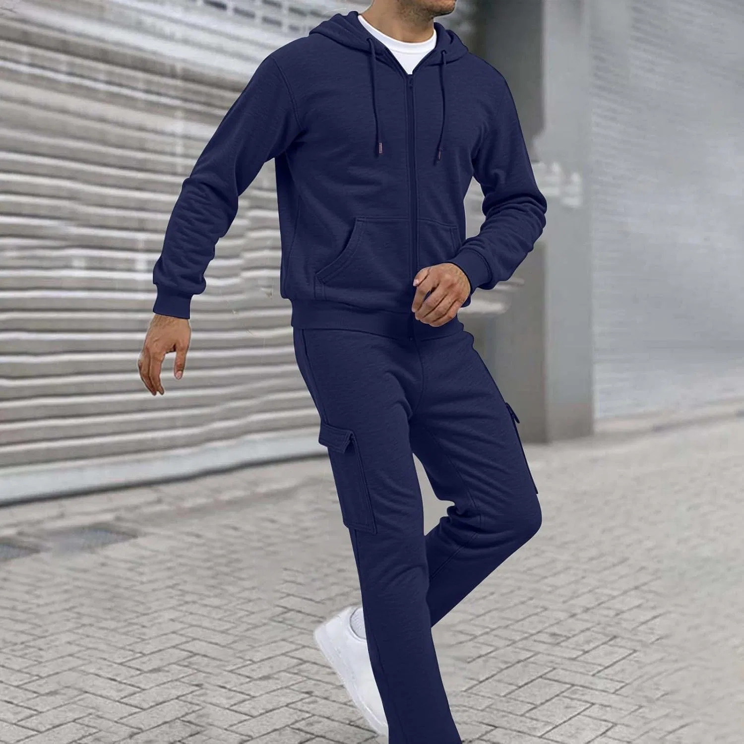 Спортивный костюм с капюшоном, мужской, 2 предмета, Navy — фото 2