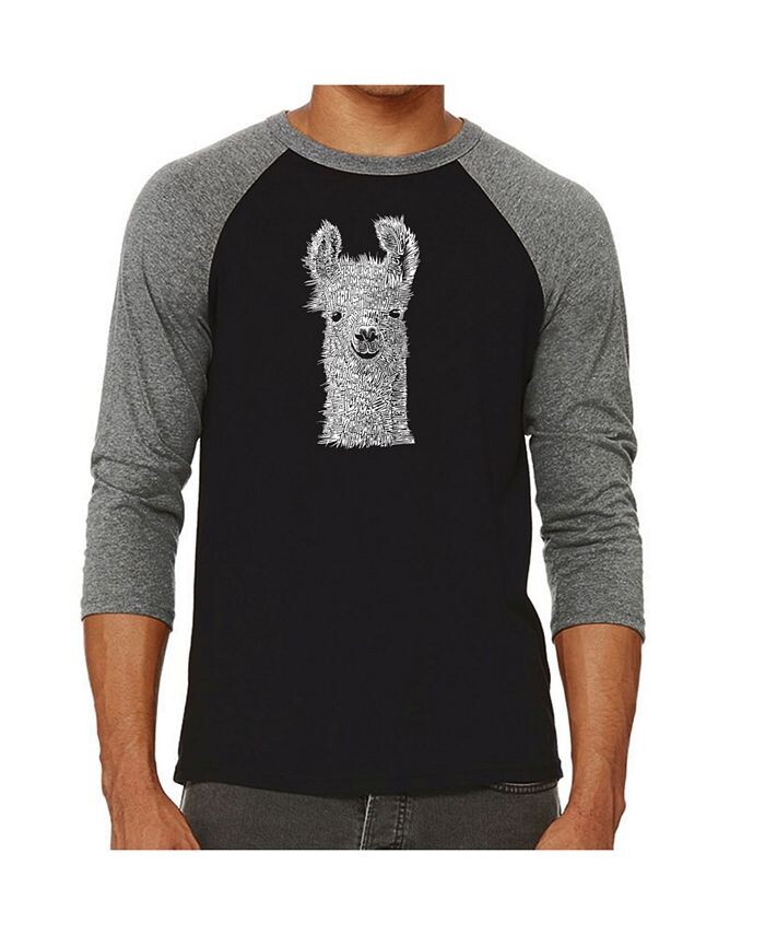 

Мужская футболка реглан Word Art Llama LA Pop Art, серый
