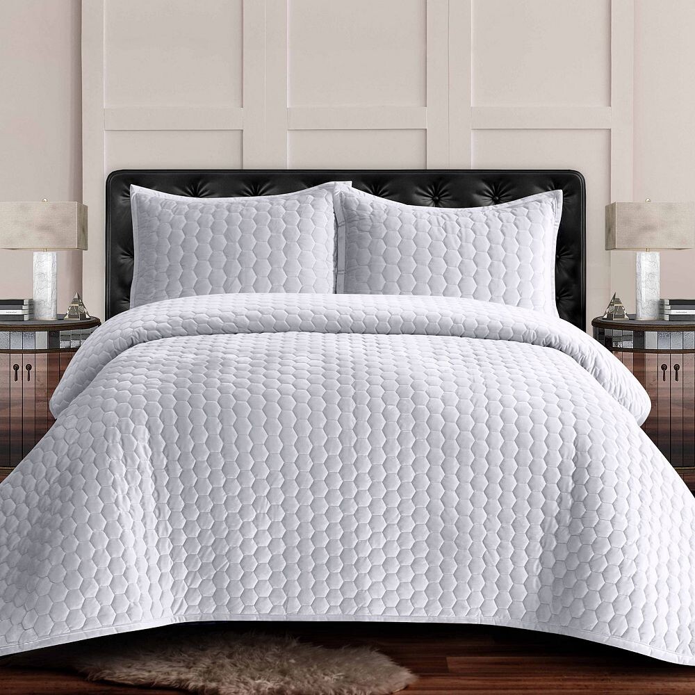 

Комплект одеял большого размера из бархата Tribeca Living Lugano Honeycomb, белый