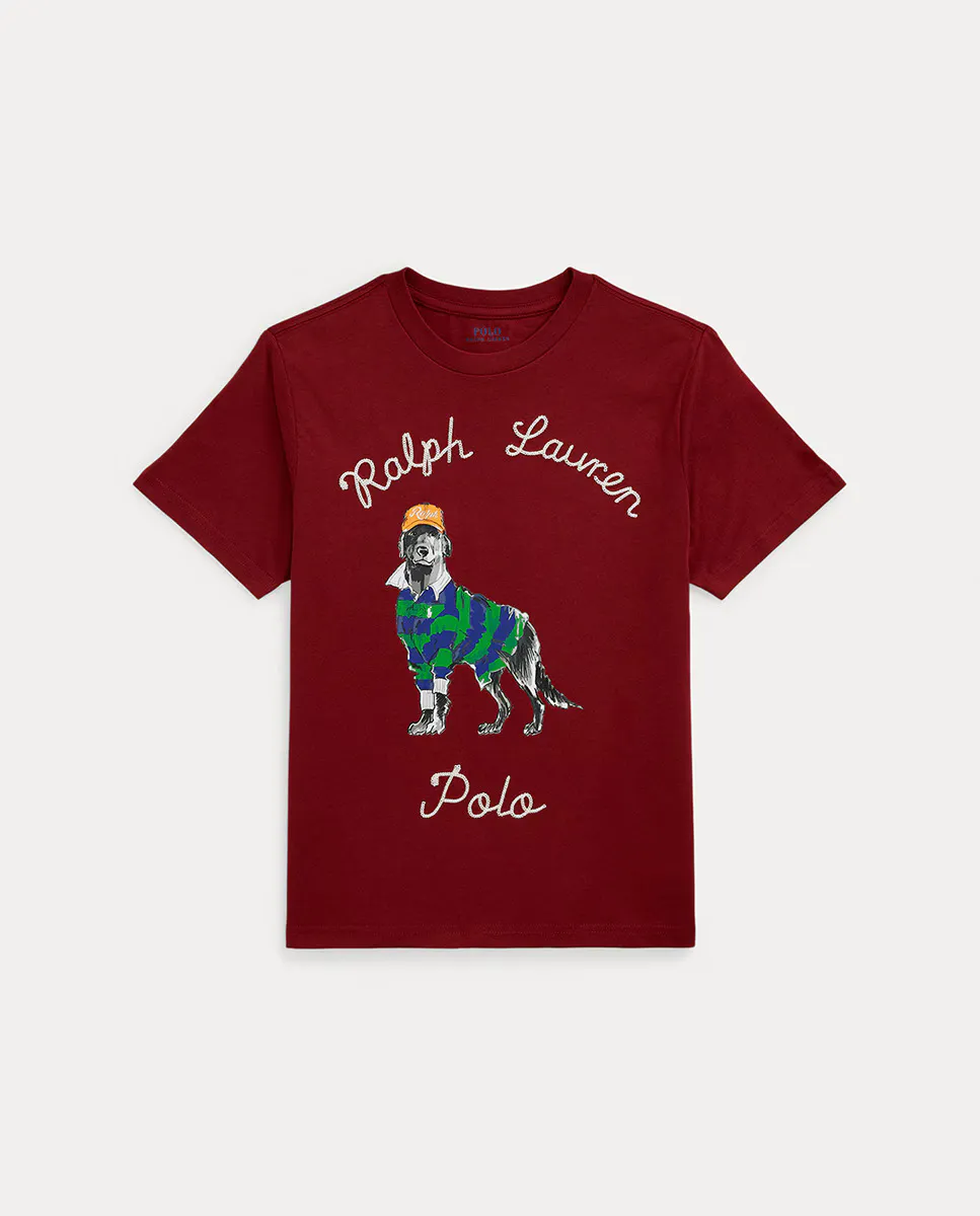 

Хлопковая футболка бордового цвета для мальчика Polo Ralph Lauren
