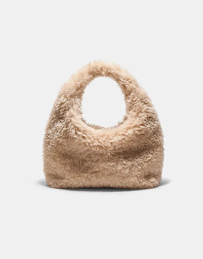 

Сумка через плечо Stradivarius из искусственного меха цвета экрю