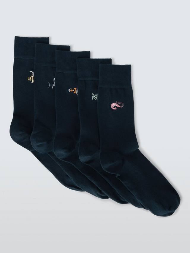 

Носки морских существ из органической хлопчатобумажной смеси John Lewis, цвет Black Multi