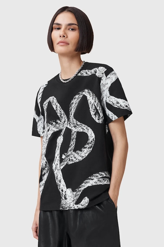 

Хлопковая футболка Halyard Allsaints, черный