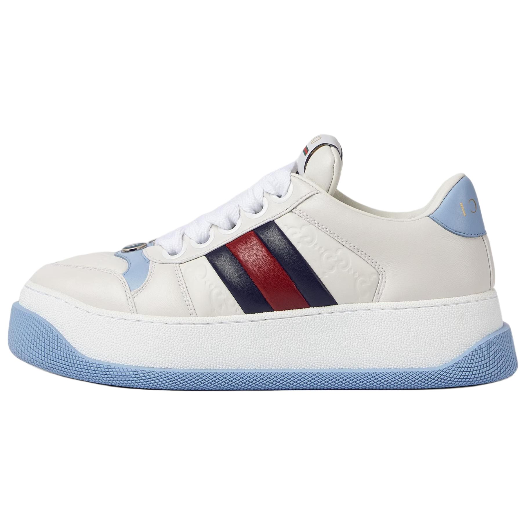 GUCCI Скейтбордные кроссовки Screener Dusty Shoes 4,2 см женские, белые, синие
