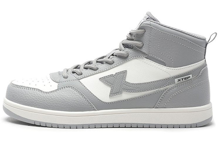 

Теплые противоскользящие водонепроницаемые износостойкие высокие скейтбордские кроссовки мужские Ash Gray/Sail White XTEP