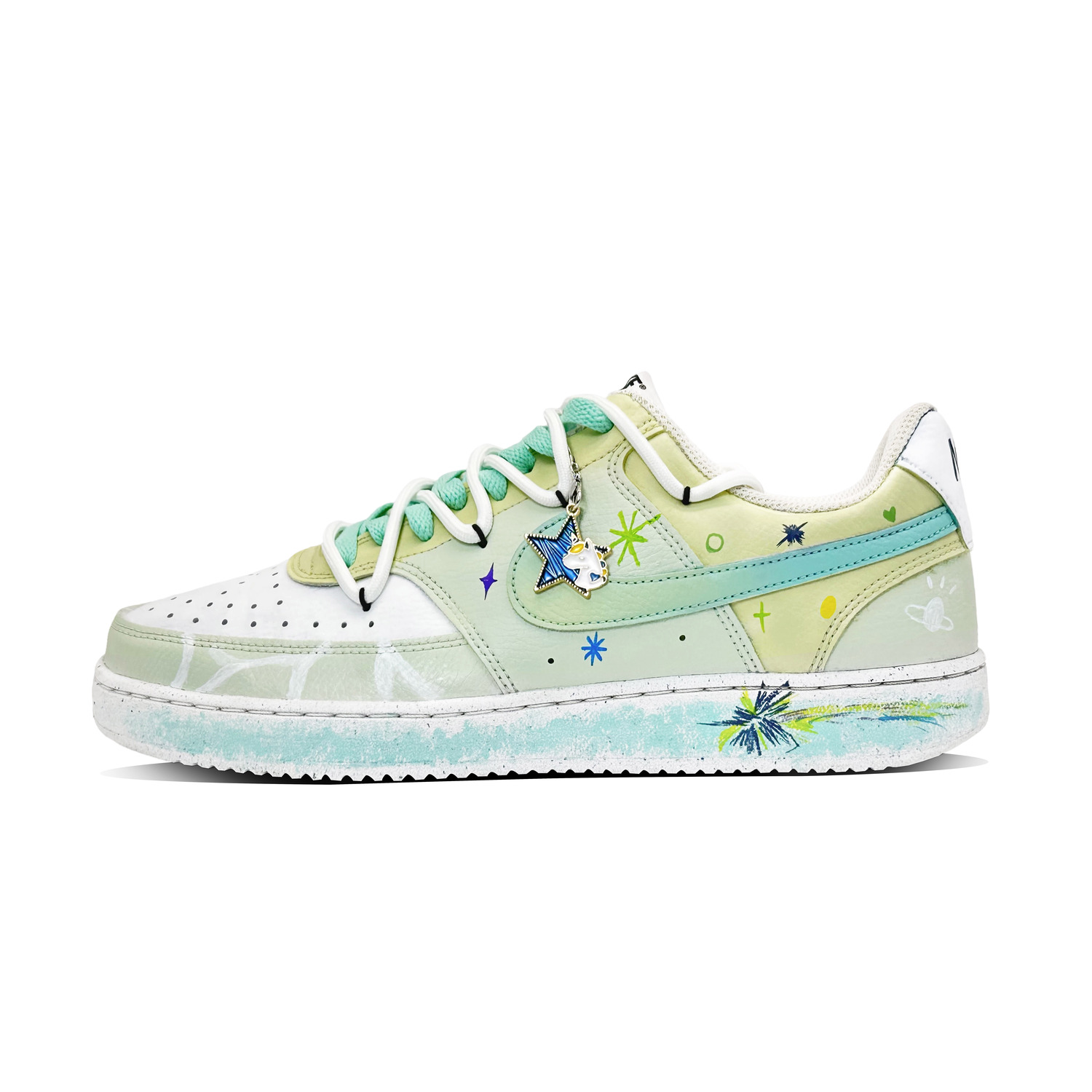 

Nike Court Vision 1 Противоскользящие и износостойкие низкие скейтбордские кроссовки мужские желто-зеленые