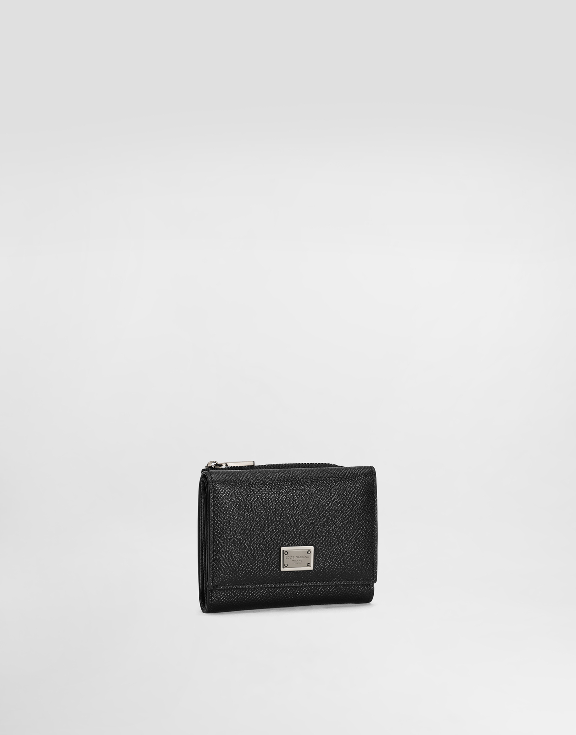 Кошелек из телячьей кожи с французским клапаном и фирменной биркой Dolce & Gabbana, черный — фото 2