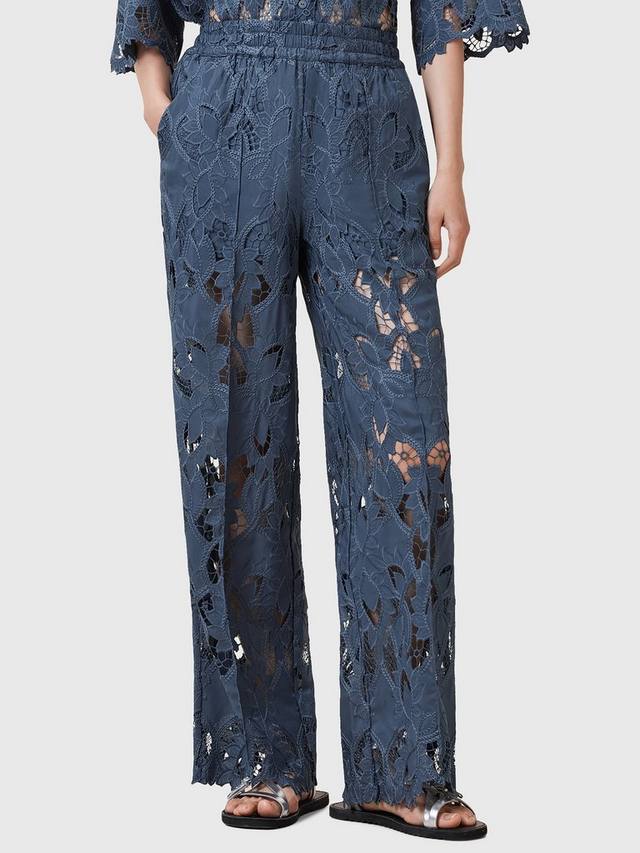 

Charli прямые брюки с вышивкой и кружевом AllSaints, Dusty Blue
