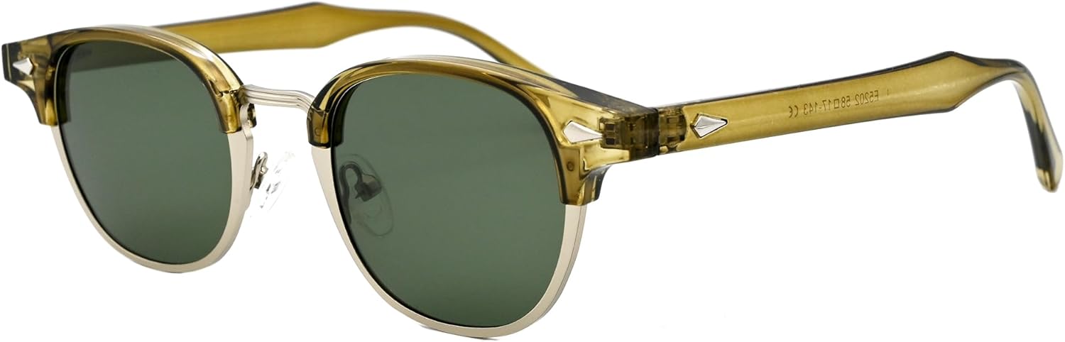 

Классические поляризованные солнцезащитные очки Onrtry для мужчин и женщин, полуободковая оправа, модные ретро-очки от дизайнера, A09 Oilver Green&silver Frame/G15 Lens