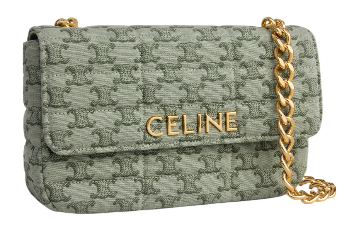 Мателласовый монохромный кроссбоди, женская сумка через плечо Khaki Green CELINE, Set (Bag+Dust Bag) — фото 2
