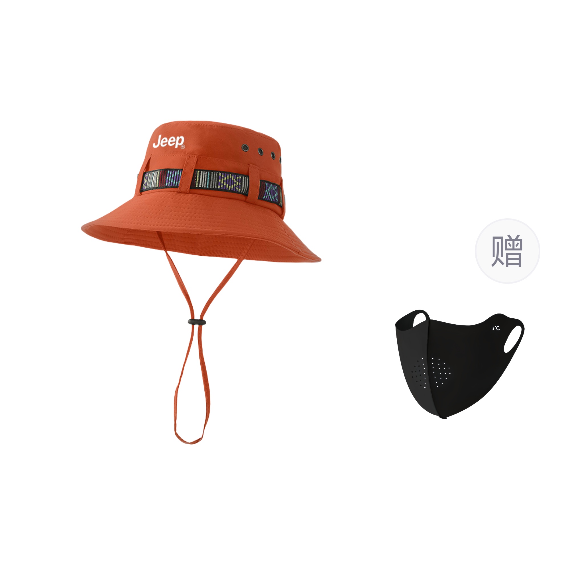 

Полиэстеровая панама Unisex Jeep, оранжевый bucket hat+черный face mask