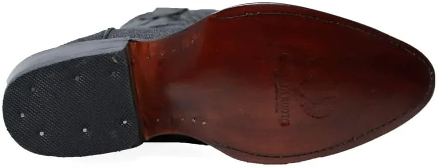 Мужские ковбойские сапоги Western J-Toe из натуральной кожи с экзотическим рисунком ската Rowstone - черные Generic — фото 3