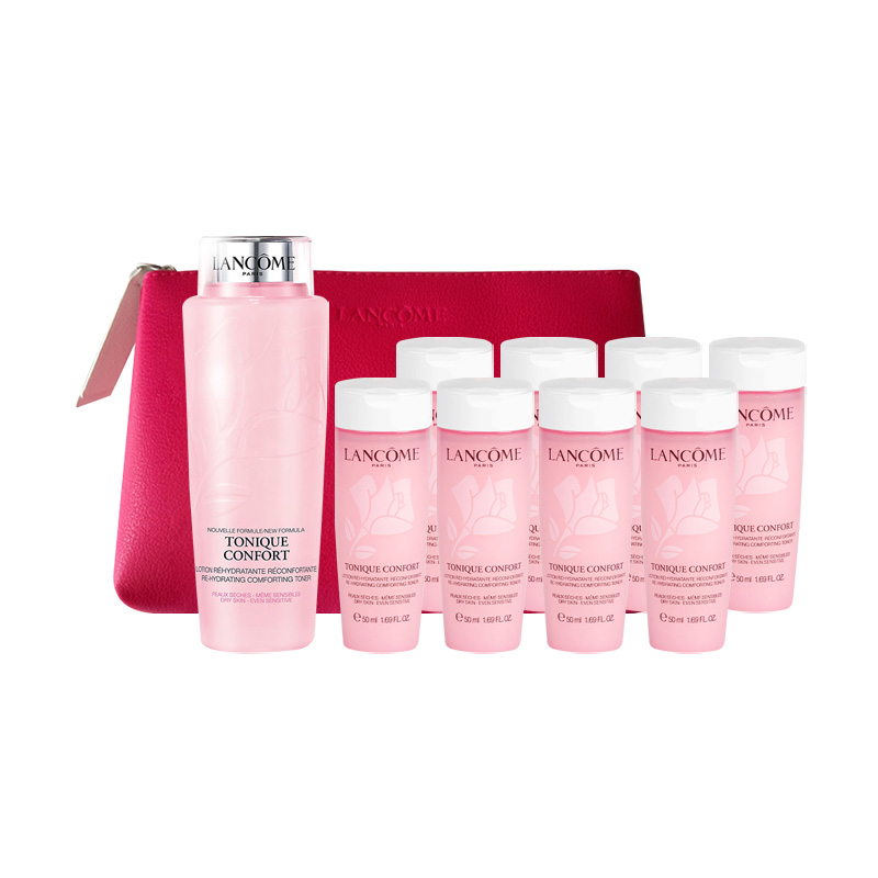 LANCOME LANKOU увлажняющий набор Soothing Pink Water 400мл+50мл*8+косметичка Red — фото 3