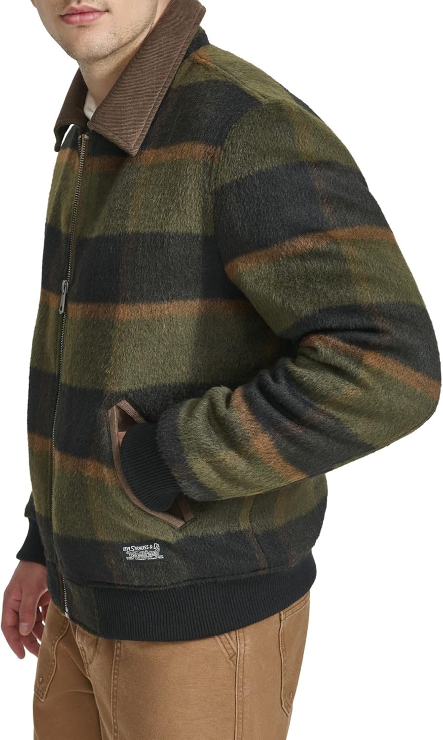 Мужская куртка-бомбер Levi's Men's Mixed Media Western Plaid, Green Plaid — фото 2