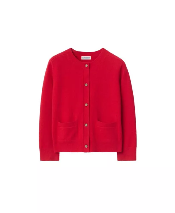 

Детский шерстяной кашемировый кардиган в клетку - для малышек и для девочек постарше Burberry, красный