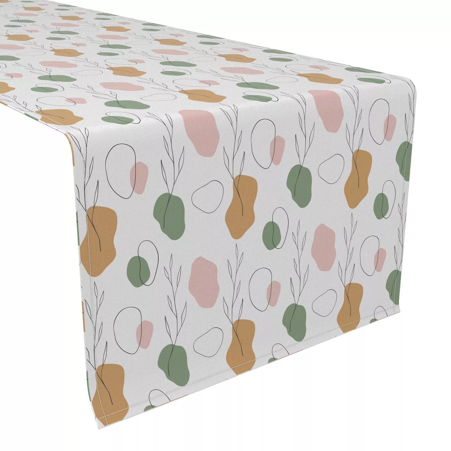 

Дорожка для стола, 100 % хлопок, 16x90 дюймов, нарисованные листья и точки.