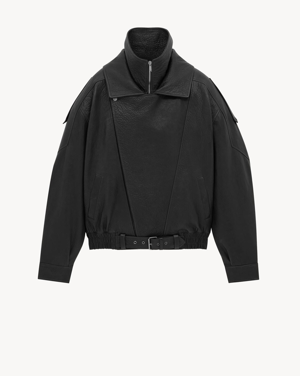 Бомбер из ягнячьей кожи SAINT LAURENT, черный — фото 2