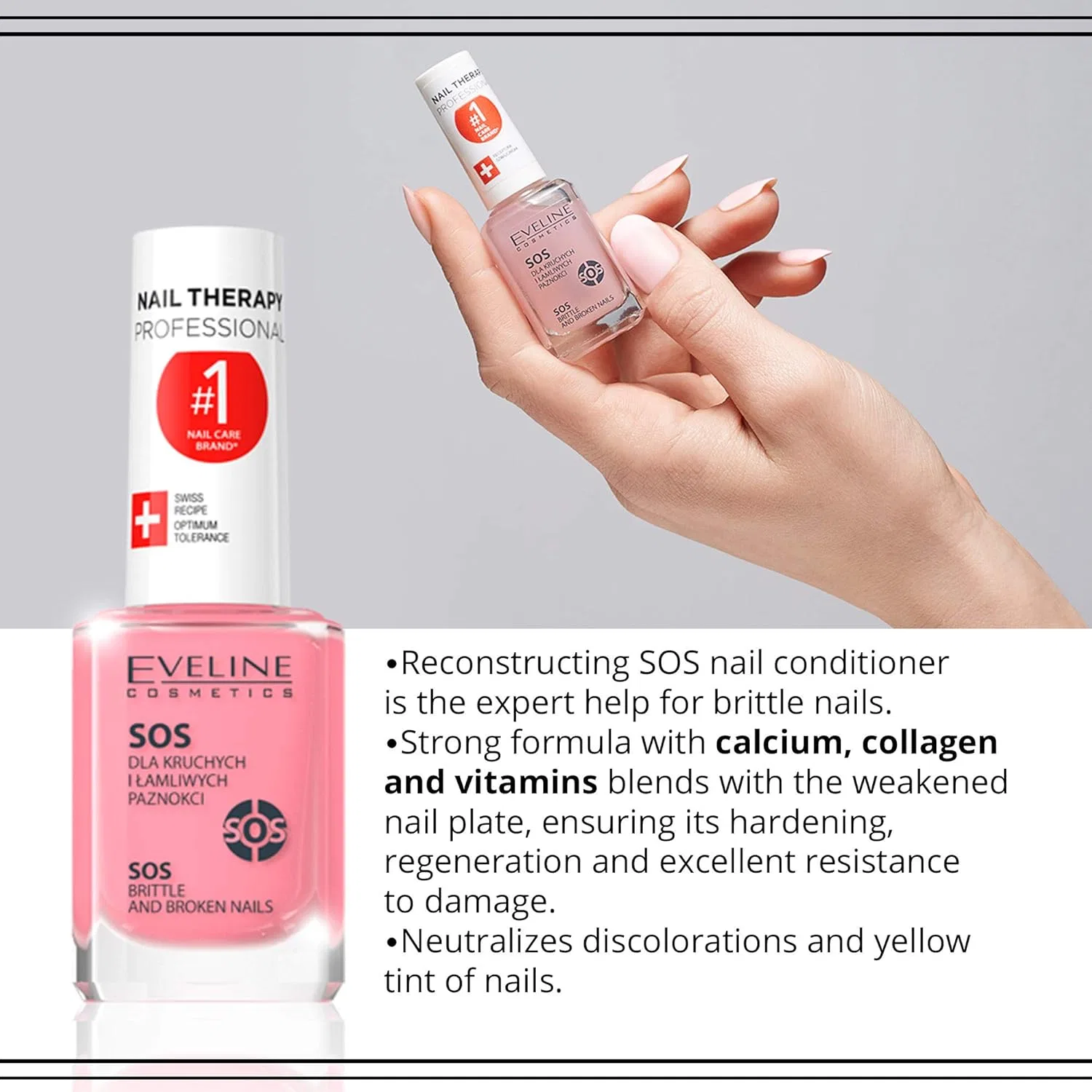 Укрепляющий кондиционер для ломких ногтей «Sos Britle and Broken Nails» от Eveline Cosmetics, For Brittle & Broken Nails — фото 2