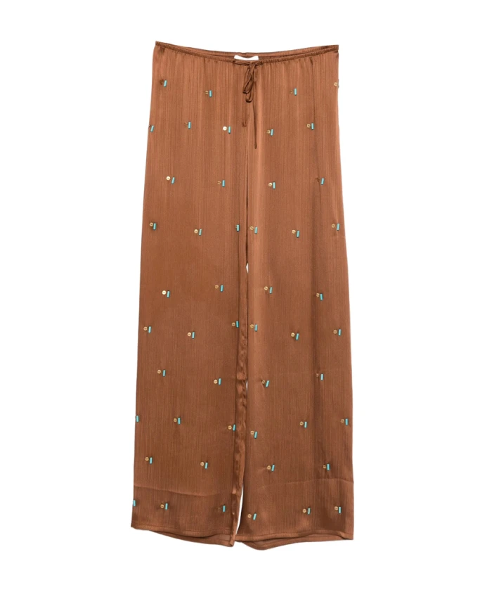 

Коричневые атласные брюки на шнуровке SiedrãS, коричневый