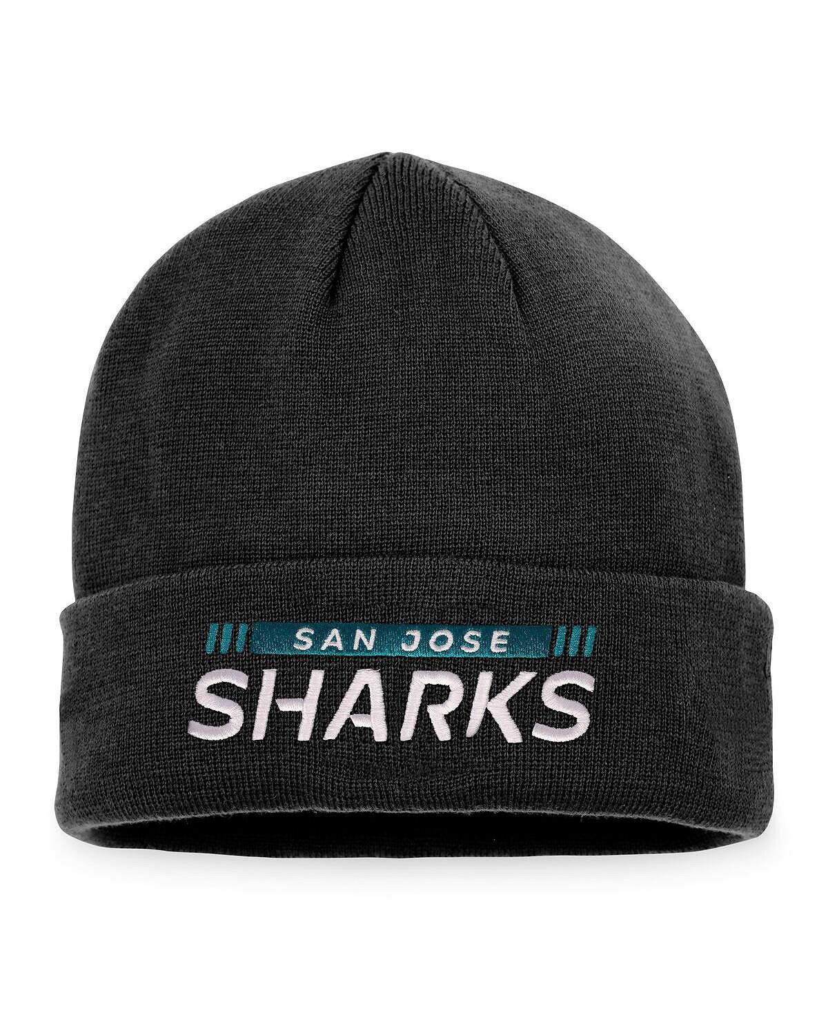 

Мужская черная фирменная вязаная шапка San Jose Sharks Authentic Pro Rink с манжетами Fanatics