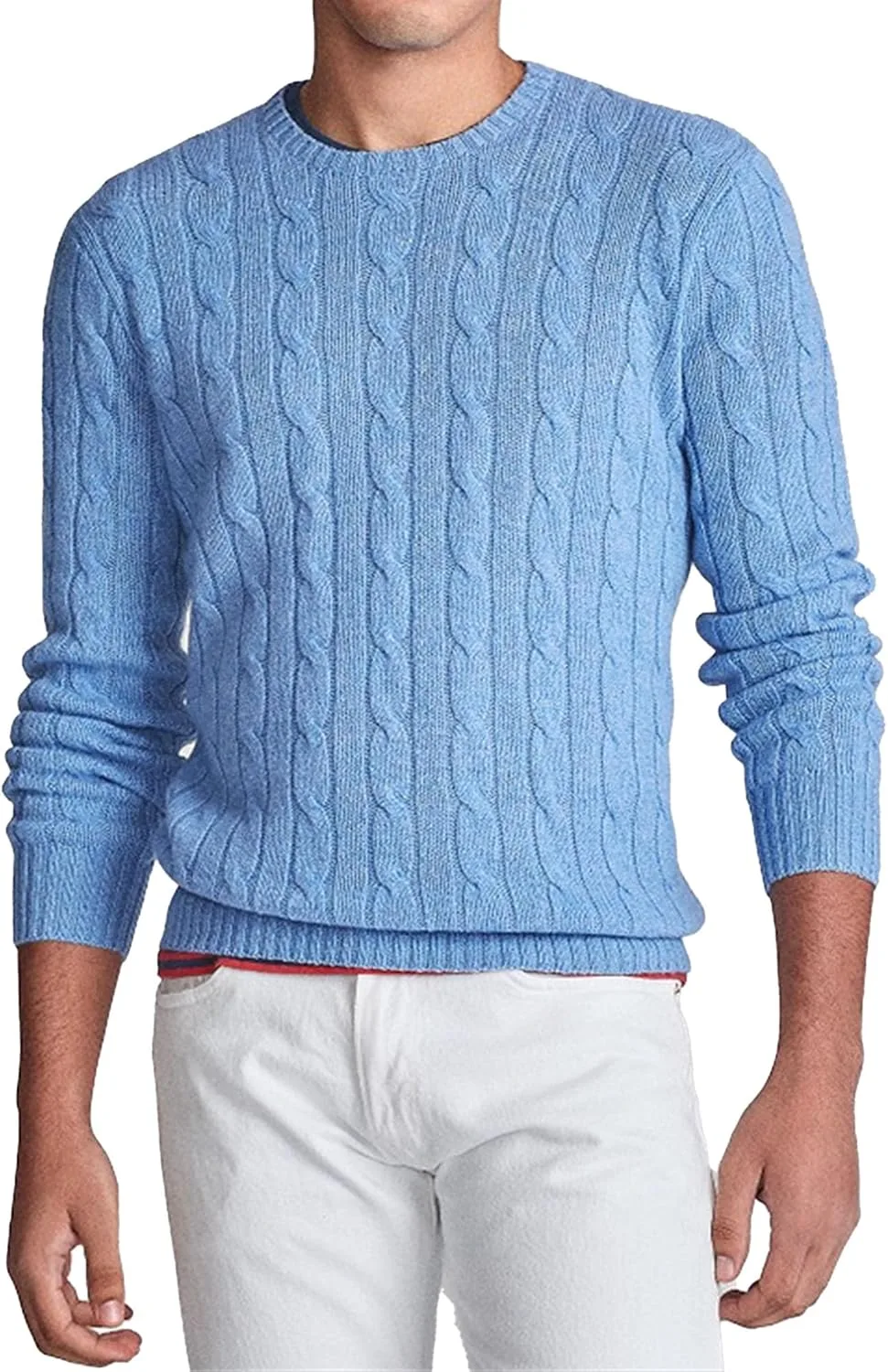 

Мужской полосатый пуловер с фактурным узором, хлопковый, с длинными рукавами