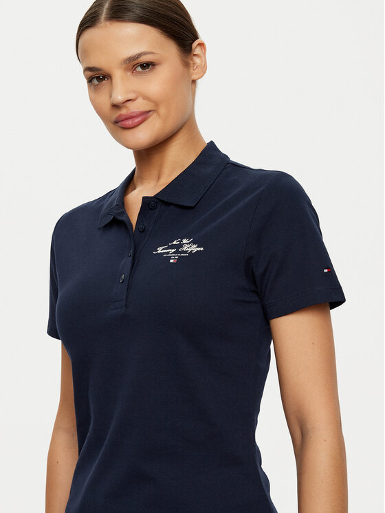 Поло slim fit WW0WW43930 Tommy Hilfiger, синий — фото 4