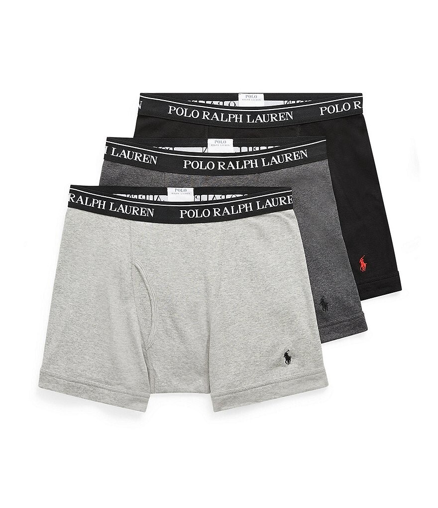 

Комплект из 3 хлопковых боксеров классического кроя Polo Ralph Lauren Big & Tall, серый