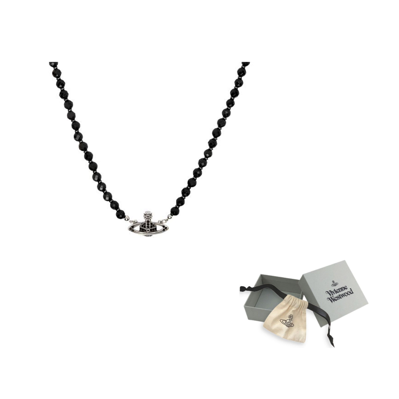 

Vivienne Westwood Браслет из латуни, кристалла, стекла и агатовых бусин для мужчин Silver