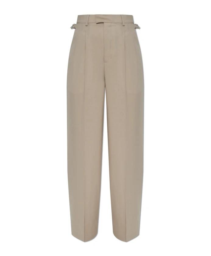 

Шерстяные брюки со складками Ami Paris, бежевый