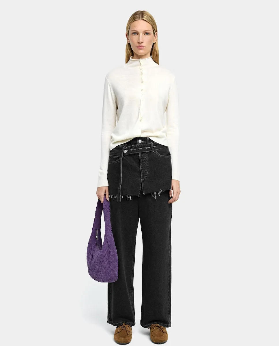 

Женские прямые джинсы из 100% хлопка с съемной юбкой Parfois, черный