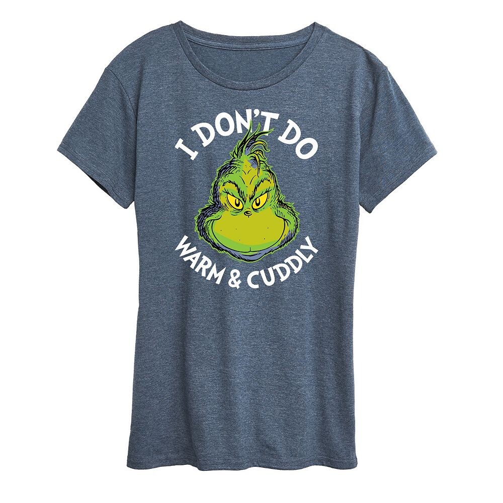 

Женская теплая приятная футболка с рисунком Dr. Seuss The Grinch Don't Do Licensed Character, цвет Heather Blue
