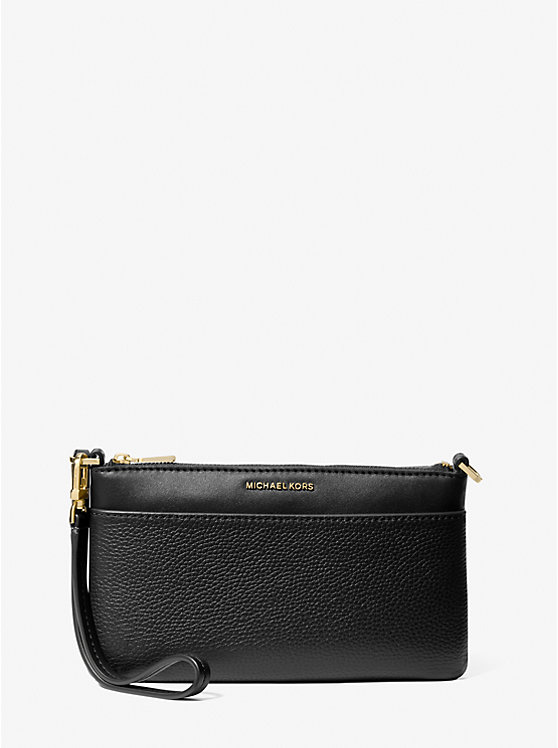 

Средний клатч-кошелек Jet Set из зернистой кожи на запястье Michael Kors, черный
