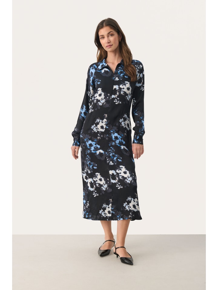 

Платье LamiyaPW прямого кроя, темно-синего цвета с размытым цветком PART TWO