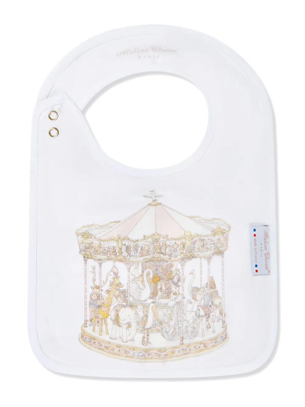 Комплект Carré & Satin Carousel из одеяла и нагрудника Atelier Choux, белый — фото 3