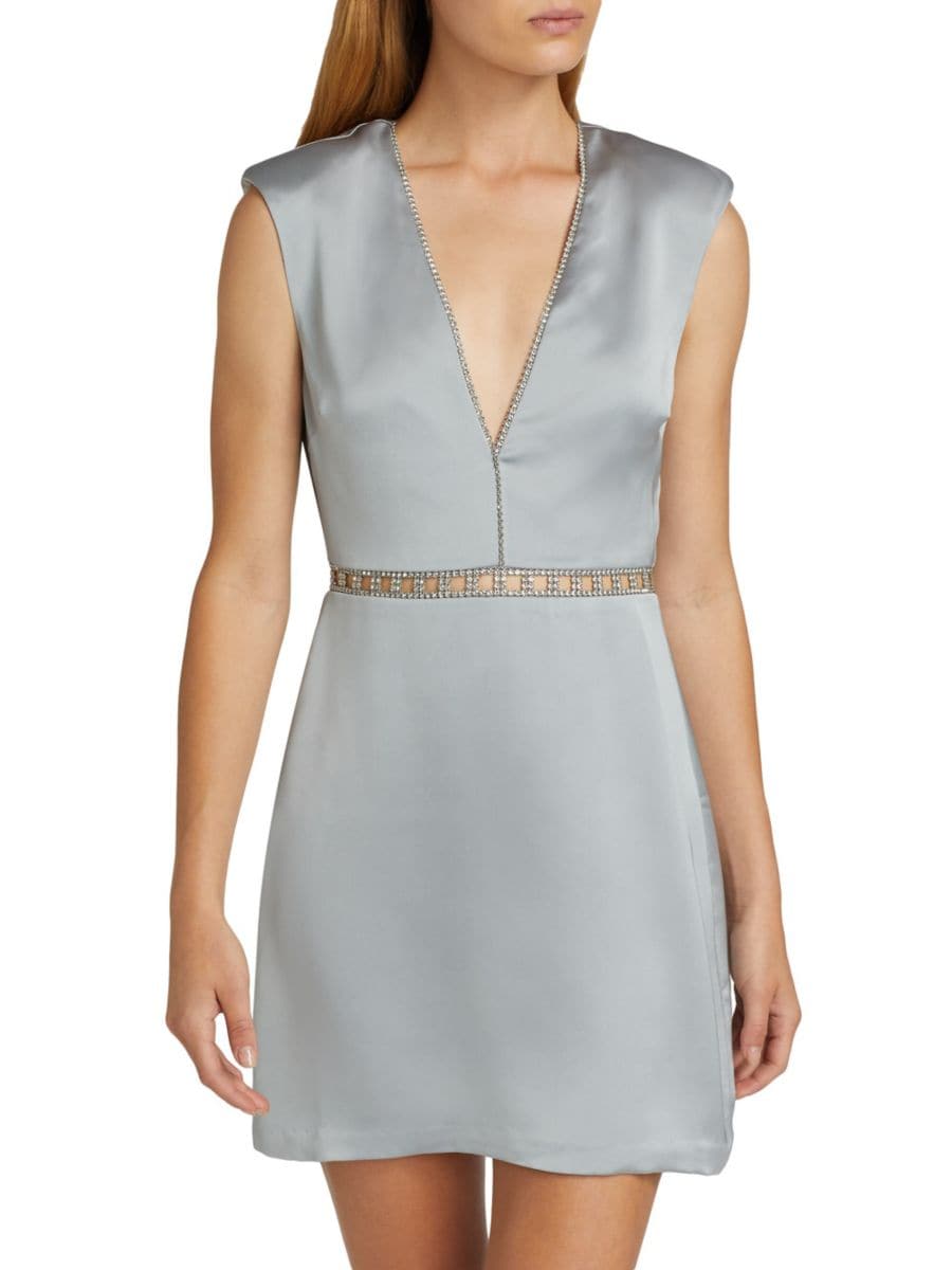 

Мини-платье Teigan Satin с отделкой Ramy Brook, цвет Dove Grey