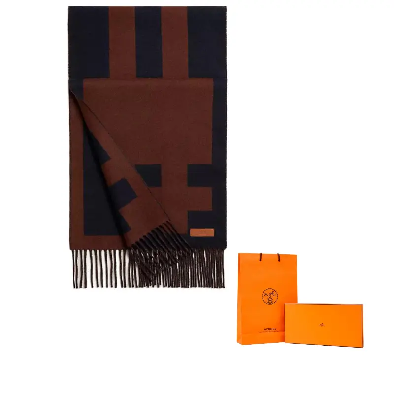 

HERMES Кашемировый вязаный шарф женский коричневый, Brown