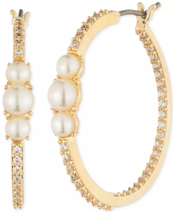 

Серьги-Кольца с искусственным жемчугом и кубическим цирконием Givenchy, white