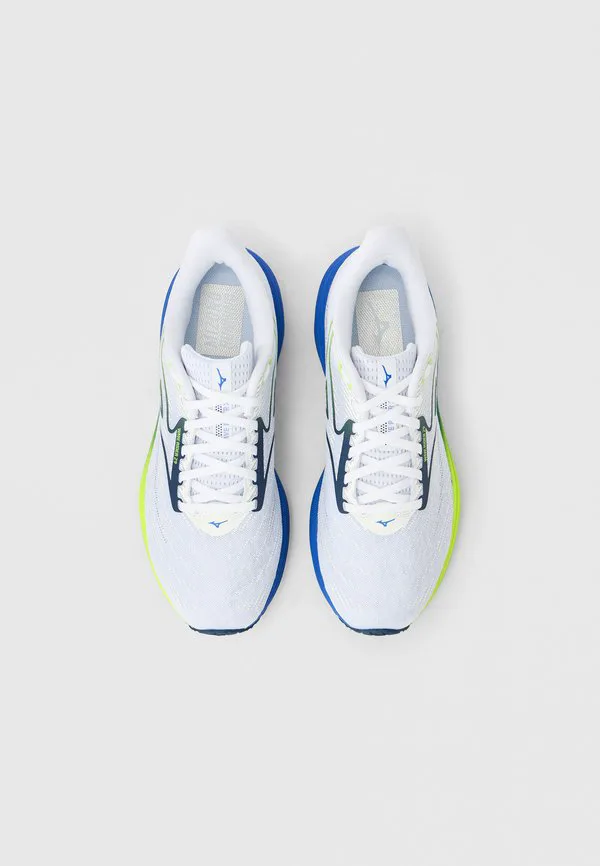 Кроссовки для бега по шоссе wave rider 29 Mizuno, White/Estate Blue/Lightning Yellow — фото 4