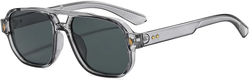 

Ретро-солнцезащитные очки квадратной формы с двойным дужком для женщин, роскошные, с леопардовым принтом, универсальные, для активного отдыха, модные, для мужчин, с защитой от УФ-излучения UV400 UATXTAU, Grey Black