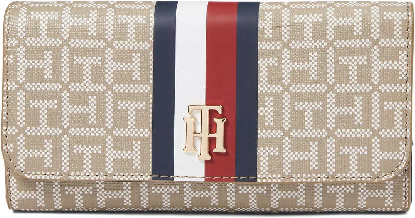 

Кошелек Tommy Hilfiger Rowan II Flap Continental с квадратным монограммным покрытием, натуральный, многоцветный, один размер, Natural Multi